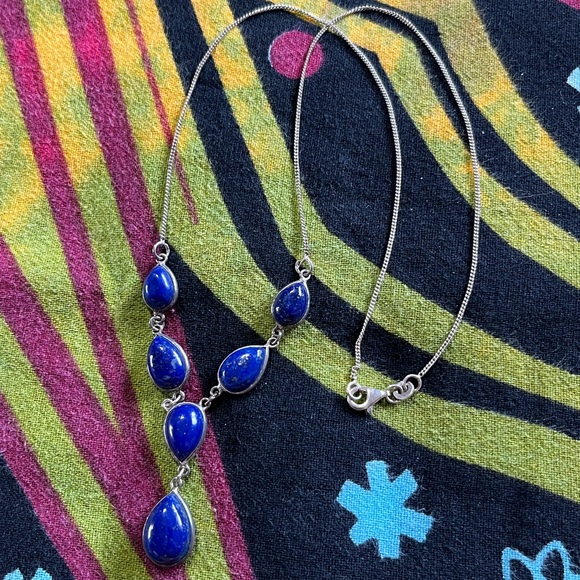 VTG Whimsigoth Lapis Lazuli Stone Sterling Silver 925 Necklace - Picture 3 of 6